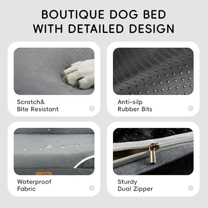Homemate Dog Bed Large Sized Dog: 42x30 inch Orthopedic Large Dogs Bed XL Outdoor Pet Cat Bed Sofa Supplies with Toy Dogs Crate Pad Couch with Removable Washable Cover & Non-Slip Botton Dark Grey