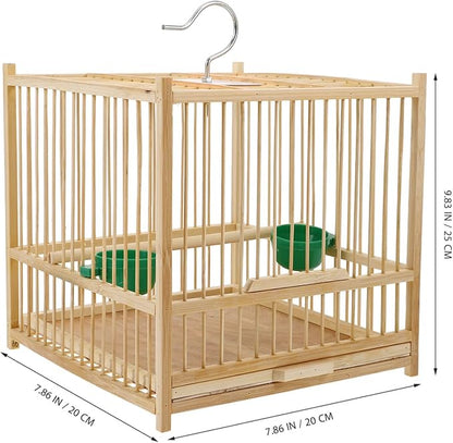 Yardwe Bird Travel Carrier Cage Parrot Cage with Handle Wooden Perch Drink Cup Feeder Dish for Small Parrots Canaries Parrotlets Lovebirds Conures Cockatiels