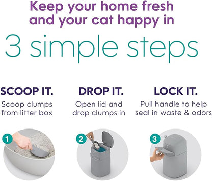 Bundle of Litter Genie Easy Roll Pail | Cat Litter Box Waste Disposal System for Odor Control with 1 Starter Refill (24 Bags) + Litter Genie Easy Roll Refill (24 Bags)