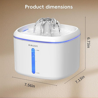 Cat Water Fountain,2.5L/84oz Pet Cat Fountain – Ultra Quiet Upgraded Automatic Pet Water Dispenser with 8 Replaceable Filters, Indoor Cat & Dog Drinking Bowl