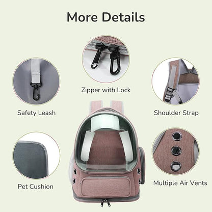 Cat Backpack Carrier for Large Cats, Expandable Cat Bubble Backpack, Dog Carriers for Small Medium Dogs, Airline Approved Pet Carrier for Travel Hiking Outdoor(Brown)
