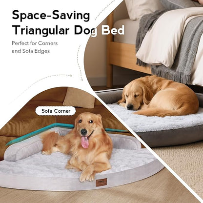 Large Dog Bed - XL Orthopedic Egg-Crate Memory Foam Dog Beds with Removable Washable Cover, Waterproof Pet Beds with Non-Slip Bottom, Grey