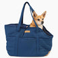 Plush Dog Purse Carrier for Small Dogs, Soft Dog Tote Bag with Safety Harness Clip, Cozy Pet Carrier for Dogs Under 15 lbs, Comfortable Dog Shoulder Carrier for Travel, Dark Blue