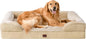 EHEYCIGA Orthopedic Dog Beds for Extra Large Dogs, Waterproof Memory Foam XL Pet Bed with Sides, Non-Slip Bottom and Egg-Crate Foam Big Dog Couch Bed with Washable Removable Cover, Greige
