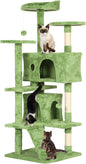 54in Cat Tree Cat Climbing Tower with Scratching Post, Cats House Perch Kitten Tree Condo Wood Playhouse, Pet Trees Tower for Indoor Cats, Green