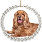 Chunky Pearl Dog Collar Large Breed (0.55 Inch), Adjustable Dog Necklace, Beaded Dog Collar Imitation White Pearls, Elegant Dog Jewelry Suit for Medium Large Dog 14"-16.7" Inner Circumference