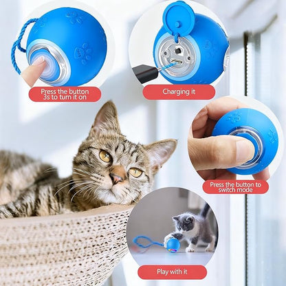 FUNNYDUCK Speed 2.0 Tail Interactive Cat Toys for Indoor Cats – Smart Motion-Activated Rolling Ball with Tail, Chirping Sounds, and USB Rechargeable Design for Enrichment & Exercise