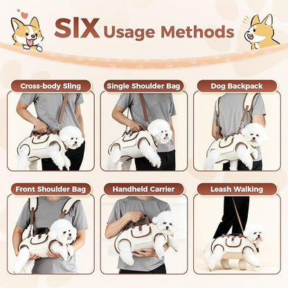 Hands Free Dog Backpack Carrier for Small Dogs, Yorkie Shoulder Carrier Sling Backpack Carriers Dog Lift Harness Portable Breathable Pet Carrier Backpack for Small Puppies (S, 4.4-8.8 lbs)