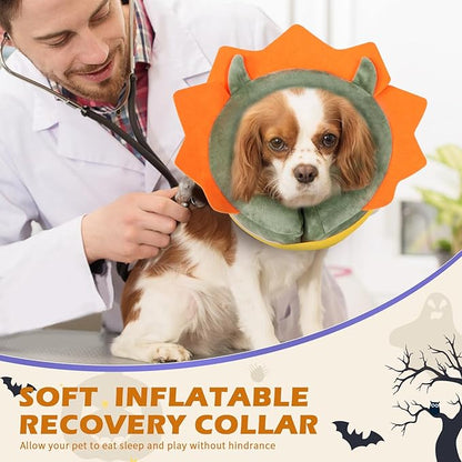 IEUUMLER Inflatable Recovery Dog Collar, Protective Donut Cone, Adjustable Soft Collar for Dog and Cat After Surgery Prevent from Biting & Scratching EU002 - Green Demon L