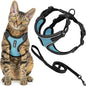 Voyager Escape-Proof Step-in Lock Cat Harness & 5ft Neoprene-Handle Leash Set All-Weather Mesh with Reflective Stitching for Small to Large Cats by Best Pet Supplies, Black Trim-Baby Blue (327), XXXS