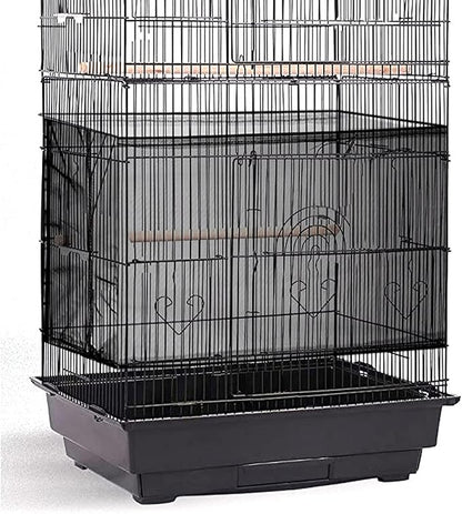 Shappy Large Bird Cage Seed Catcher,Bird Cage Cover Net Skirt Guard,Adjustable Soft Airy Mesh Net for Parrot Parakeet Macaw(78.7 x 15 Inch/ 200 x 37 cm,Black)