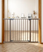 Baby Gate for Stairs, 30'' Tall 29.5-46" Extra Wide Dog Gate for Stairs Walk Thru Auto Close Metal Pet Gate for The House, Stairs and Doorways Child Gate Pressure Mounted Safety Gate Indoor - Brown
