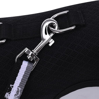 Cat Harness and Leash for Walking Escape Proof Breathable Mesh Fabric, Solid Black, XX-Large, Adjustable Cat Walking Jackets, Padded Stylish Cat Vest