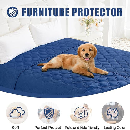Smiry Waterproof Dog Bed Cover Blanket 40x80, Soft Reversible Pet Blanket, Washable Leakproof Cats Dogs Couch Cover for Sofa, Couch, Furniture, Navy/Navy