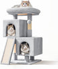 34'' Small Cat Tree with 2 Condos, Sisal Scratching Posts & Board, Multi-Level Climbing Tower for Indoor Cats, Sturdy Light Grey Cat Activity Center - Light Gray