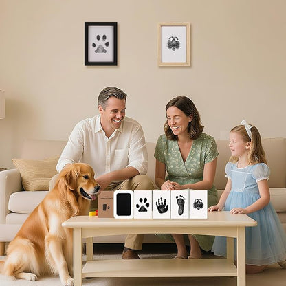 Inkless Paw Print Kit for Dogs,Cats & Babies - Clean Touch Dog Nose & Baby Handprint Kit,Mess Free Dog Paw Print Kit,4-Pcs Ink Pads & 2 Wooden Frames - Keepsake Gifts for Pet Lovers,New Moms