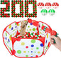 Mity rain Cat Ball Pit with Balls Included, Interactive Toy for Indoor Bored Cats with Ball Launcher, Jingle and Pom Pom Balls, Christmas Cat Toys Enrichment, Kitten Toys for Self Playing Red