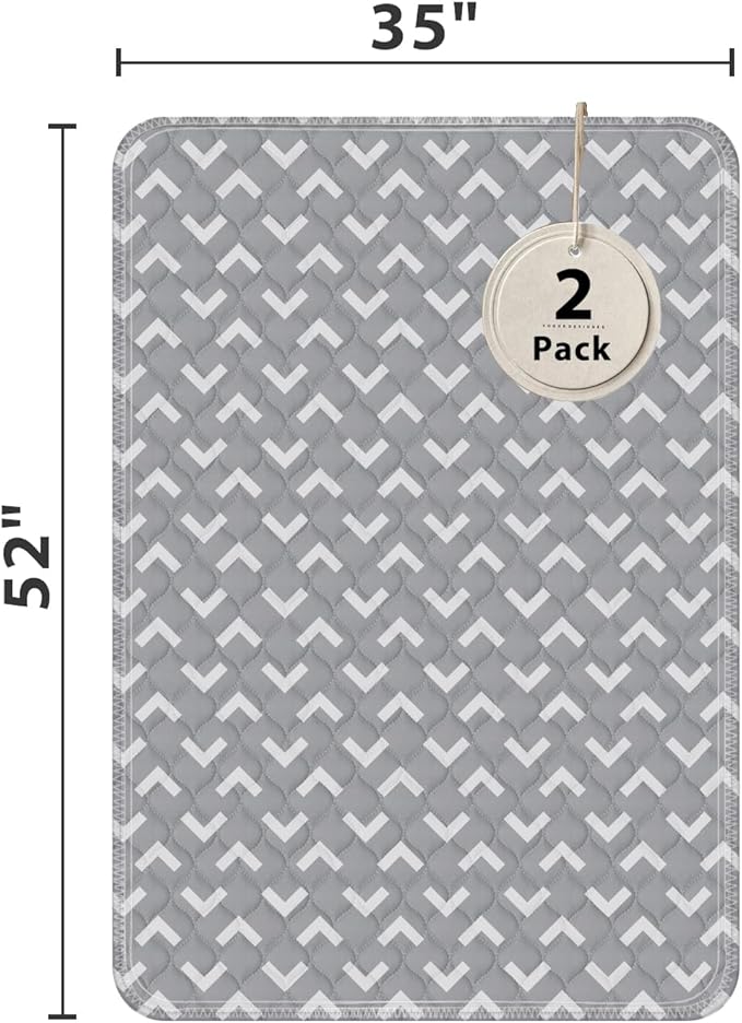 Non-Slip Bed Pads for Incontinence Washable (36" x 52"|2 Pack), Waterproof Bed Pads, Bed Wetting Pads for Bed, Sofa, Floor, Resuable Underpads for Adults, Seniors, Pet