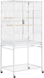 Topeakmart 54-inch Flight Bird Cage with Stand Wrought Iron Bird Cage for Parakeets Parrots Green Cheek Conures Budgies Finches, White