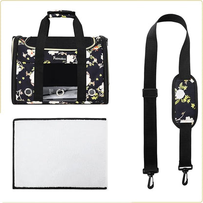 Petmolico Cat Carrier Soft-Sided Pet Bag for Small Medium Cats Puppies 16LBs - Airline Approved Pet Travel Carrier 3 Open Doors (Medium,Mixed Yellow)
