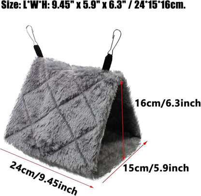 Warm Bird Nest House Shed Hut Parrot Sleeping Bed Hanging Hammock Snuggle Cave Birds Hut Hideaway Tent for Pet Peony Parrot Macaw Budgies Cockatiels Cockatoo Lovebird Size M (Grey)