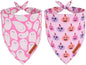 ADOGGYGO Pink Halloween Dog Bandanas 2 Pack, Reversible Ghost Pumpkin Scarf Bib, Adjustable Fit Pink Halloween Bandana for Extra Large Dogs Girl (X-Large)