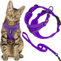 Voyager Escape-Proof Step-in Lock Cat Harness & 5ft Neoprene-Handle Leash Set All-Weather Mesh with Reflective Stitching for Small to Large Cats by Best Pet Supplies, Purple (327), M