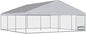 15FTx15FT Outdoor Dog Kennel with Roof, Outside Dog Run Fence with Rotated Dog Bowls, Large Dog House Pen Enclosure with Secure Lock&Textilene Door