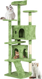 FDW | 70" Cat Tree Tower | Green | Multi-Level Indoor Activity Center with Sisal Scratching Posts, Condos, Plush Perches, Hanging Cat Toys | Sturdy, Easy to Assemble | for Kittens & Adult Cats