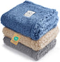 Luciphia 1 Pack 3 Calming Dog Blanket Fluffy Premium Fleece Pet Blankets Soft Sherpa Throw for Dogs Puppy Cat Grey/Beige/HazeBlue Large (41" x31")