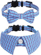 Faleela 2 Pack/Set Cat Collar with Cute Bow Tie and Bell,Breakaway Plaid Shirt Collar for Kitty Adjustable Safety