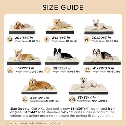 Bedsure XL Dog Beds Large Sized Dog -Comfy Flat Extra Large Pet Beds with Removable Washable Cover, Orthopedic Egg Crate Foam Mat, Suitable for Pet Up to 100 lbs