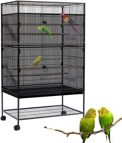 Bird Cage Seed Catcher Large Bird Cage Cover 118 * 31 inches Adjustable Net Cover,Black Nylon Mesh Birdcage Skirt Guard for Parrot Macaw Round Square Cages (1, Black, 118 * 31 inches)