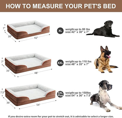Orthopedic Dog Bed for Extra Large Dogs, Egg Crate Foam Bed for Extra Large Dogs, Equipped with Removable Waterproof Pillow Cover and Anti-Slip Bottom, Pet Bed