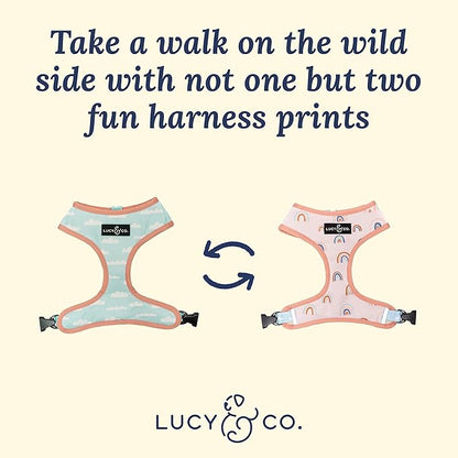 Lucy & Co. in The Clouds, Cute Reversible Dog Harness Walking Halter - Best Designer Pet Harnesses for Medium Dogs - Padded Adjustable Vest for Easy Walking (Small)