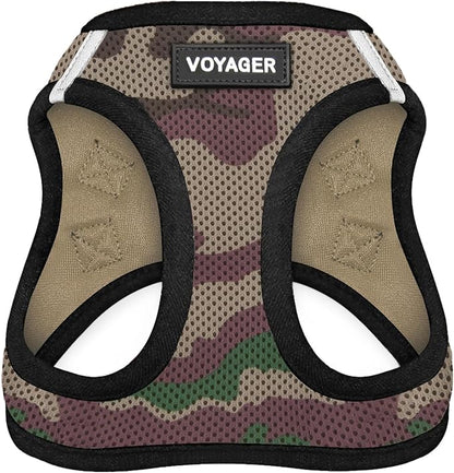 Best Pet Supplies - All Weather Mesh / Plush, Reflective, No Pull Harness for Small, Medium Dogs, Cats - Secure with Hook & Loop Fastener, Buckle, Double D-Rings - Army/Black Trim, M