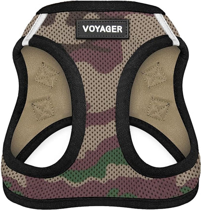 Best Pet Supplies Voyager Step-in Air Harness - All Weather Mesh, Reflective, No Pull Harness for Dogs, Cats - Secure with Hook & Loop Fastener, Buckle, Double D-Rings - Army/Black Trim, XS