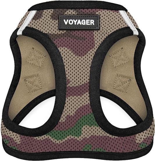 Best Pet Supplies Voyager Step-in Air Harness - All Weather Mesh, Reflective, No Pull Harness for Dogs, Cats - Secure with Hook & Loop Fastener, Buckle, Double D-Rings - Army/Black Trim, XS