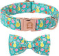 Easter Dog Collar with Bowtie, Eater Bunny Eggs Dog Collars, Soft Durable Adjustable Easter Puppy Pet Collar for Small Medium Large Dog Collar