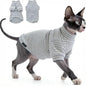 Fleece Sphynx Cat Clothes Soft Hairless Cat Clothes Pullover Cat Sweater for Chihuahua All Season Light and Warm Kitten Cloth for Cats Only Puppy Clothes Small Dog Sweater (Gray Striped, Medium)