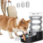 RIZZARI Dog Food Water Dispenser: 7L Large Black Stainless Steel Gravity Water Feeder - Easy Refill, Detachable 304 Stainless Bowl - for Busy Multi-Pet Owners & Medium Pet- Home Kitchen & Yard