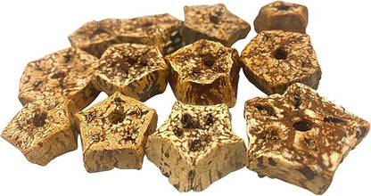 Bonka Bird Toys 3893 Natural Mahogany Sliced Pods Chew Toys, Pack of 12, Durable Bird-Safe Foot Toys, Pre-Drilled for Parrots, Cockatiels, and Small to Medium-Sized Birds, Cage Accessories