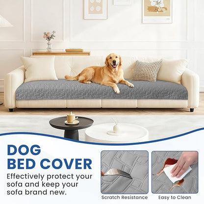 Waterproof Dog Bed Cover, Non-Slip Dog Blanket for Couch, Couch Covers for Dogs Washable, Pet Blanket for Furniture, Pet Bed Mat for Sofa, Car, Pet Supplies (52x82 Inch, Light Grey)