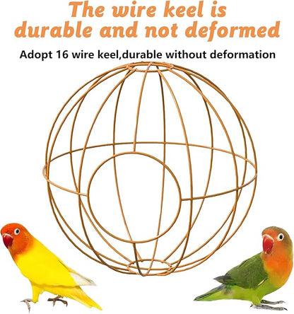 BNOSDM Rattan Parrot Nesting House Bird Nest Parakeet Hanging Swing Soft Lovebird Warm Bed Sleeping for Parrots Bird Cage Accessories for Cockatiels Budgerigars Finches Canaries (Khaki & Brown)