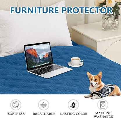 hyha Waterproof Dog Blanket, Reversible Pet Bed Blanket, Soft Sofa Couch Cover for Dogs Washable, Waterproof Pet Couch Covers for Sofa Puppy Cats Furniture Protector(52"x82", Navy Blue/Navy Blue)