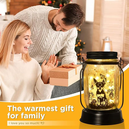 Chihuahua Gifts for Women/Men Chihuahua Solar Lanterns Dog Mom Birthday Dog Lovers Lantern Pet loss Pet Memorial Lights Solar Garden Decoration Outside for Yard, Patio,Backyard,Porch Torches