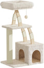 Cat Tree for Indoor Cats,40 Inches Cat Tower with Cozy Condo, Scratching Posts, Multi-Level Activity Center for Large Cats and Kittens, Beige