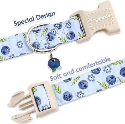 Faygarsle Blueberry Pattern Dog Collar for for Summer Small Medium Large Dogs Light Blue M