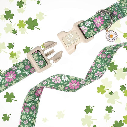St. Patrick's Day Dog Collar, UP URARA PUP Shamrock Adjustable Pet Collar with Quick Release, St. Patrick's Day Dog Accessories for Small Medium Large Dogs