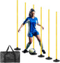 6 Pcs 5 FT Adjustable Agility Training Poles for Soccer,Basketball,Football, Horse,Dog-Speed and Agility Training Equipment Sports Training Poles with Rubber Bases and Bag